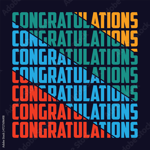 "Congratulations!" greeting sign. Congrats Graduated. Handwritten modern brush lettering with golden stars and academic cap. Text for card, T-shirt print, banner, poster. Isolated vector