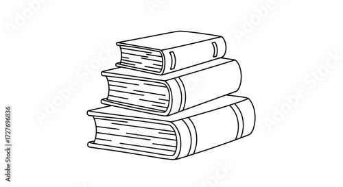 Stacked Outline Illustration of Three Books Simple Design.
