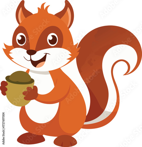 Cartoon silhouette of a cute squirrel holding a nut