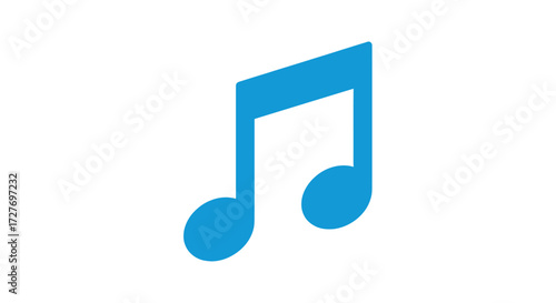 Simple Blue Musical Note Icon on White Background.