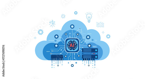Cloud Computing with AI Brain and Server Infrastructure.