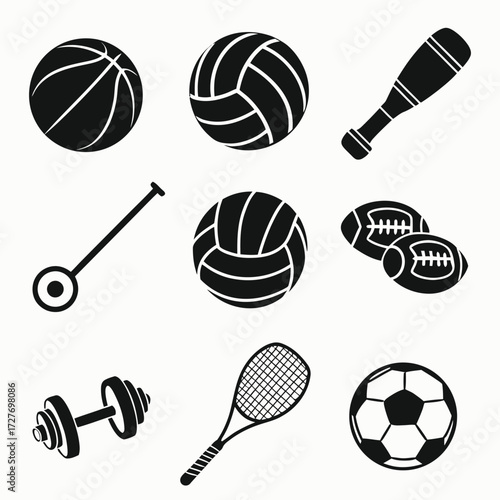 Sports equipment collection basketball volleyball