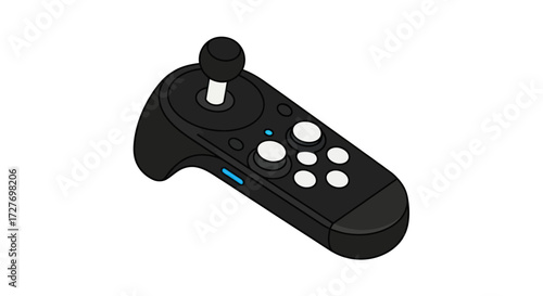 Black VR Gaming Controller with Joystick and White Buttons.