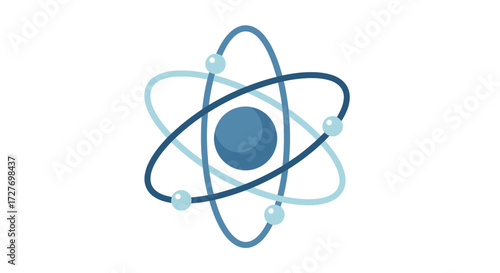 Stylized Atom Model Illustration with Orbiting Electrons.