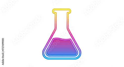 Colorful Erlenmeyer Flask with Liquid Science Equipment.