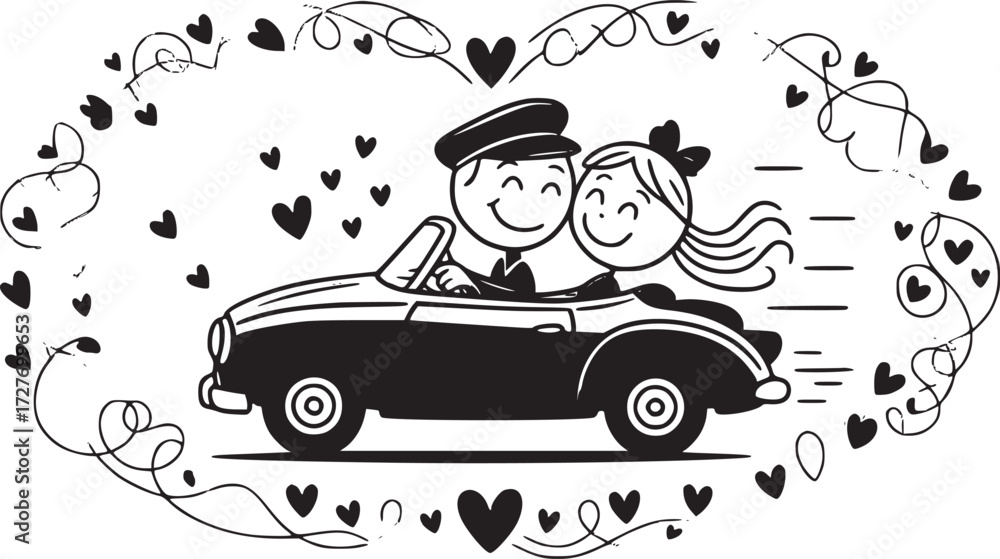Love Waves Marital Bliss Romantic Embrace Vector Graphics