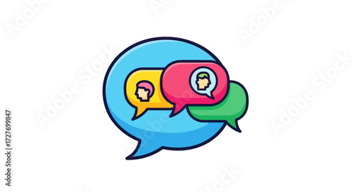 Colorful Speech Bubbles Icon Representing Online Chat and Communication.