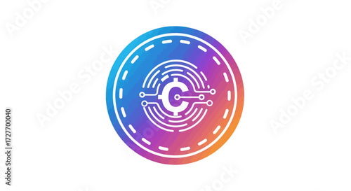 Vibrant Gradient Digital C Letter Crypto Coin Logo Icon.