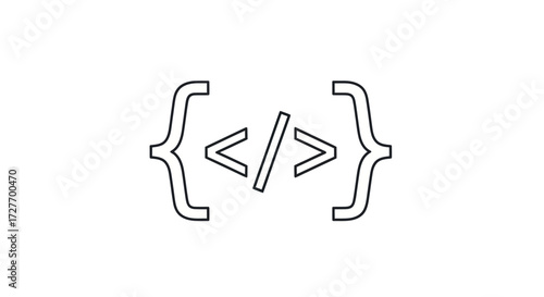Simple Outline Icon Representing Code and Programming.