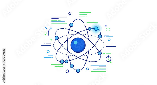 Diagram of an Atom with Orbiting Electrons.
