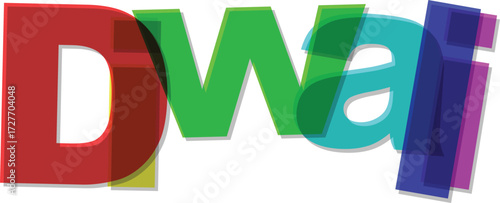 Overlapping translucent letters D W A I in bold colors vector