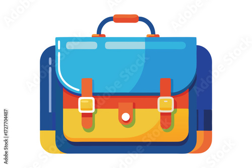 Colorful satchel shows bright, multiple hues and detailed construction against the isolated background
