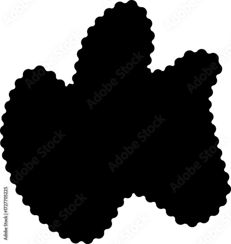 Black abstract shape with fluid, continuous wavy edges, creating a dynamic and organic form.
