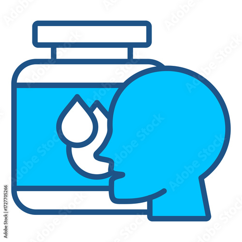 Latex Icon In Blue Monochrome Flat Design, Vector Illustration