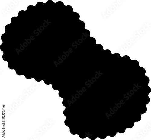 Abstract shape with smooth, wavy edges forming an irregular, fluid silhouette with a rounded appearance.