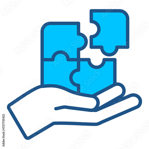 Jigsaws Icon In Blue Monochrome Flat Design, Vector Illustration