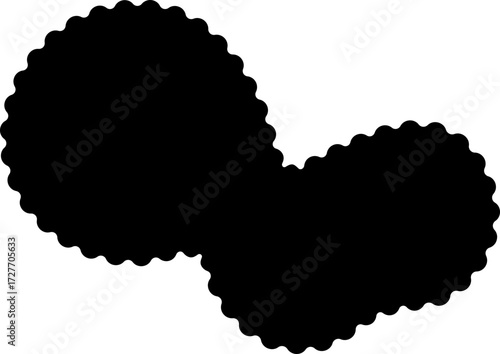 Abstract black shape with a continuous fluid form and irregularly contoured edges.