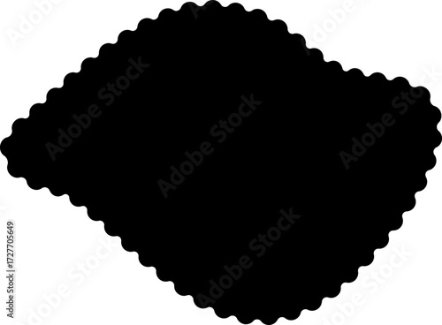 Abstract black shape with an irregular, organic outline that mimics hand-drawn strokes.