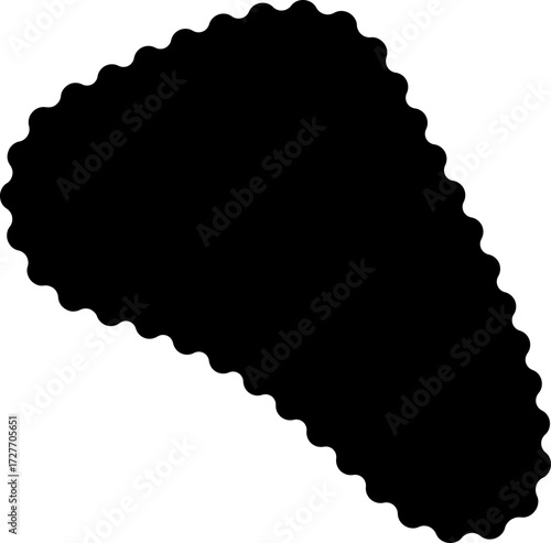 Abstract black shape with a naturally irregular and flowing structure.