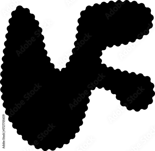 Abstract black shape with a minimalist, fluid design and smoothly wavy edges.