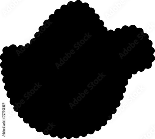 Abstract black shape with a rippled organic form and undulating edges.