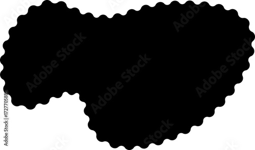 Abstract black shape with a liquid-like rounded form and dynamic edges.