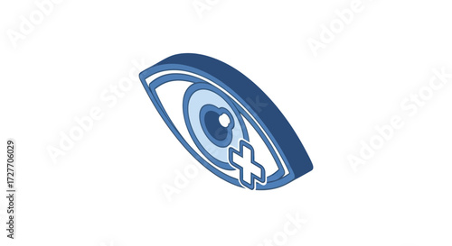 Stylized Blue Eye Icon with Crosshair Symbol.