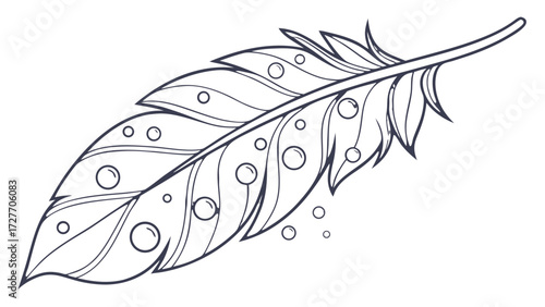 Dandelion blowing seeds with sparkles vector illustration, Vector illustration of a feather
