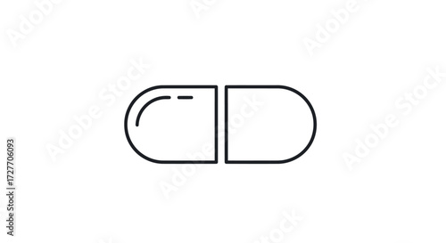Simple Line Art Icon of a Pharmaceutical Capsule.