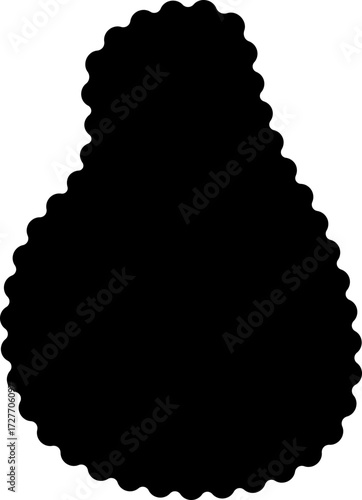 Irregular black shape with a smooth, undulating contour and a free-flowing organic appearance.