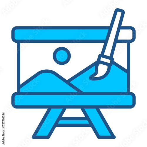 Canvas Icon In Blue Monochrome Flat Design, Vector Illustration