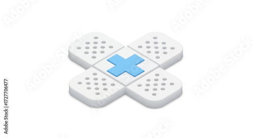 Four-Patch Medical Bandage Icon with Centered Cross.