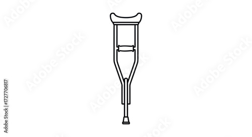 Black and White Outline of a Medical Crutch.