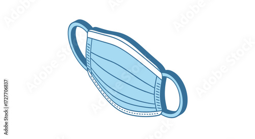 Blue Disposable Medical Face Mask Illustration.