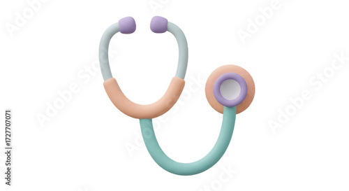 Colorful 3D Rendered Stethoscope for Medical Examination and Healthcare.