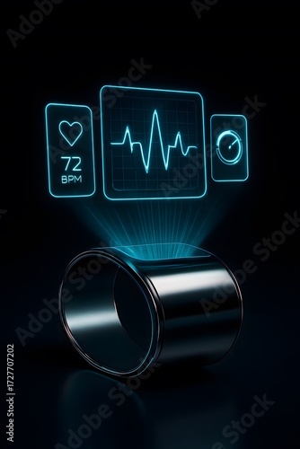 Smart health watch with heart rate monitor on dark background