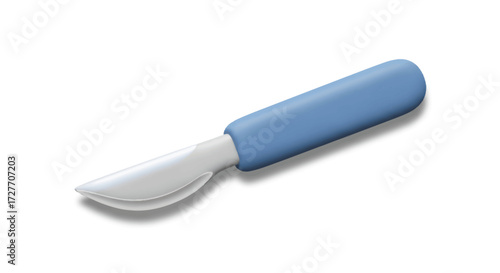 Disposable Medical Scalpel with Blue Handle and White Blade.