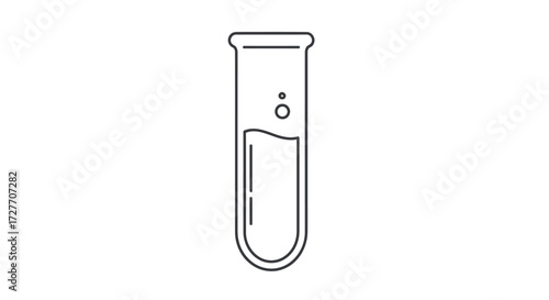 Simple Outline Illustration of a Laboratory Test Tube with Liquid.