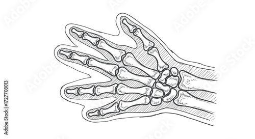 Detailed Anatomical Illustration of Human Hand Bones.