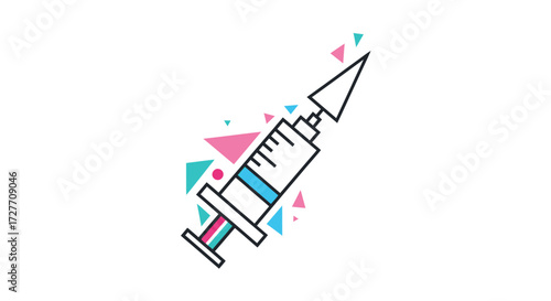Vector Illustration of a Medical Syringe with Colorful Accents.