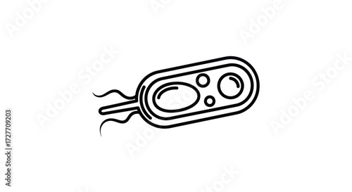 Simple Line Art Illustration of a Bacterium Microorganism.