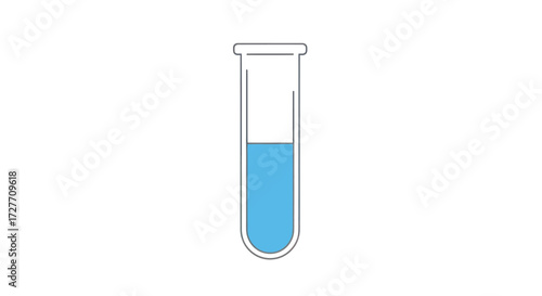 Simple Illustration of a Glass Test Tube with Blue Liquid.