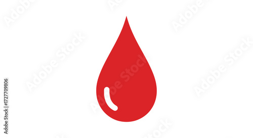 A single vibrant red blood drop icon with a subtle highlight.