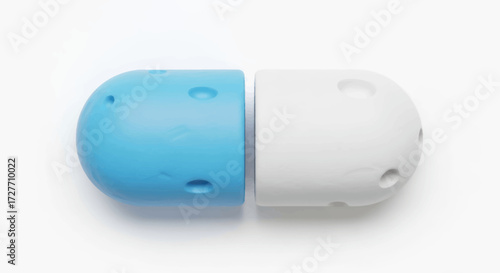 Blue and White Capsule with Small Holes.