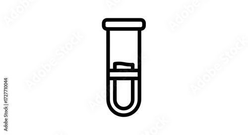 Simple Line Icon of a Laboratory Test Tube with Contents.