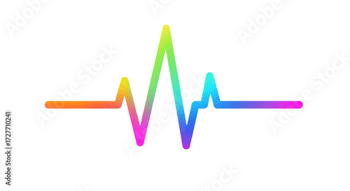 Vibrant Rainbow Gradient Heartbeat Pulse Line Graphic Icon.