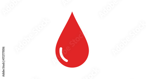A Single Red Blood Drop with a White Highlight.