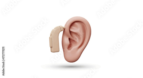 Behind-the-Ear Hearing Aid on Human Ear.