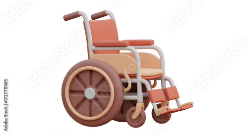 Stylized 3D Rendered Manual Wheelchair for Mobility Aid.
