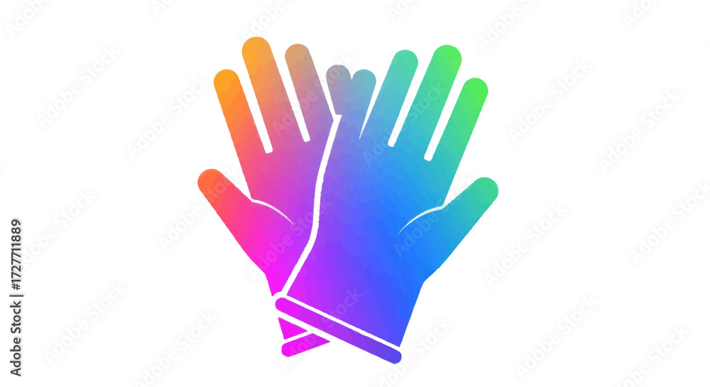Fototapeta premium A stylized pair of overlapping gloves featuring a vibrant rainbow gradient design.